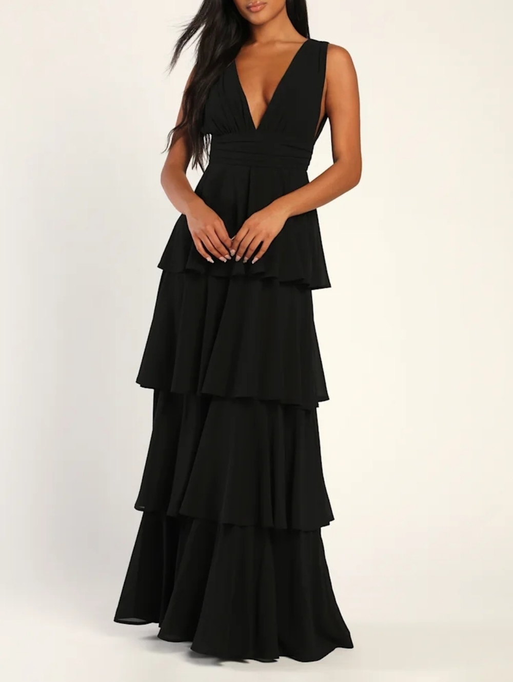 Lulus Amazing Evening Tiered Maxi Dress Black Basic Sleeveless 3X